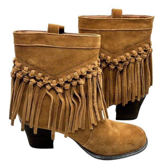 Sbicca Vintage Collection Brown Suede Fringe Boot - Picture 1 of 7